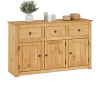 Buffet salle à manger CANCUN L 135 cm en bois massif finition laquée avec 3 portes et 3 tiroirs meuble de rangement bas style maison de campagne bahut vaisselier commode pratique 135 x 80 x 40 cm
