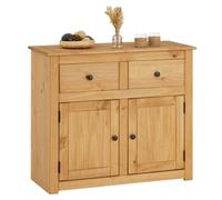 Buffet salle à manger CANCUN L 93 cm en bois massif finition laquée avec 2 portes et 2 tiroirs, meuble de rangement bas style maison de campagne bahut vaisselier commode pratique 93 x 80 x 40 cm