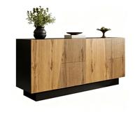 Buffet Salle a Manger Cannelé,Meuble de Rangement avec Placard 4 Portes et Etagère Réglable pour Salon Cuisine,Entrée 160x40x72cm