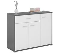 IDIMEX Buffet Salle à Manger Coraline L 88 cm Gris et Blanc avec 1 tiroir et 3 Portes, bahut Bas, Meuble de Rangement Style Moderne, Commode vaisselier 88 x 70 x 30 cm