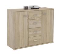 IDIMEX Buffet Salle à Manger Elodie L 89 cm Coloris chêne Sonoma avec 4 tiroirs et 2 Portes, bahut Bas, Meuble de Rangement Style Moderne, 89 x 70 x 30 cm