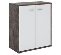 IDIMEX Buffet Salle à Manger FIRMIN L 60 cm Coloris béton foncé et Blanc avec 2 Portes, bahut Bas, Meuble de Rangement Style Moderne, Commode vaisselier 60 x 70 x 30 cm