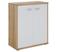 IDIMEX Buffet Salle à Manger FIRMIN L 60 cm Coloris chêne Sauvage et Blanc avec 2 Portes bahut Bas Meuble de Rangement Style Moderne Commode vaisselier 60 x 70 x 30 cm