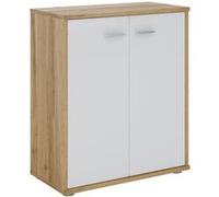 IDIMEX Buffet Salle à Manger FIRMIN L 60 cm Coloris chêne Sauvage et Blanc avec 2 Portes bahut Bas Meuble de Rangement Style Moderne Commode vaisselier 60 x 70 x 30 cm