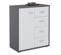 Buffet salle à manger OSCAR L 60 cm en bois coloris gris et chêne sonoma avec 4 tiroirs et 1 porte, meuble de rangement