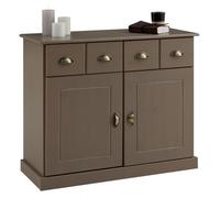 IDIMEX Buffet Salle à Manger Paris en Bois L 91 cm Coloris Taupe avec 2 Portes battantes et 2 tiroirs spacieux, poignées Coquille, Meuble de Rangement, Structure Robuste et Finition élégante