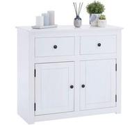 Buffet blanc PAULO bahut en pin massif avec 2 tiroirs et 2 portes Blanc