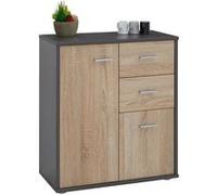 IDIMEX Buffet Salle à Manger Remy L 60 cm Coloris Gris et Sonoma avec 2 Portes et 2 tiroirs bahut Bas Meuble de Rangement Style Moderne Commode vaisselier 60 x 70 x 30 cm