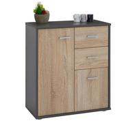 IDIMEX Buffet Salle à Manger Remy L 60 cm Coloris Gris et Sonoma avec 2 Portes et 2 tiroirs bahut Bas Meuble de Rangement Style Moderne Commode vaisselier 60 x 70 x 30 cm