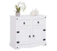 IDIMEX Buffet Salle à Manger Rural L 87 cm en Bois Massif Blanc avec 2 tiroirs et 2 Portes Commode bahut vaisselier, Meuble de Rangement Style Mexicain et compagne 87 x 76 x 40 cm