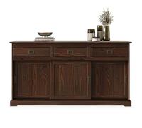 Buffet salle à manger SAVONA L 160 cm en bois massif coloris noyer 3 portes coulissantes et tiroirs meuble