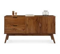 IDIMEX Buffet Salle à Manger Tivoli L 145 cm en Bois Massif Finition Bois Brun foncé avec 2 tiroirs et 2 Portes battantes, Un Meuble de Rangement Style scandinave, Finition élégante