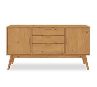 IDIMEX Buffet Salle à Manger Tivoli L 145 cm en Bois Massif Finition Bois Naturel teinté avec 3 tiroirs et 2 Portes battantes, Un Meuble de Rangement Style scandinave, Finition élégante