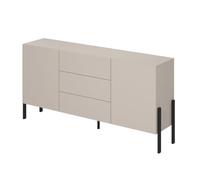 Buffet Salma 2 portes & 3 tiroirs Push-to-Open - Beige & Noir Mat, 184×90×40 cm