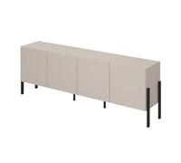 Buffet Salma 4 Portes Push-to-Open - Beige & Noir Mat, 204×70×40 cm