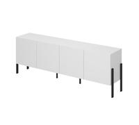 Buffet Salma - 4 Portes Push-to-Open - Blanc Super Mat & Noir Mat, 204×70×40 cm