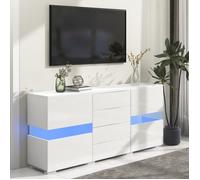 Buffet Salon Bahut LED Moderne - Brilliantes - 140x35x70cm - Blanc