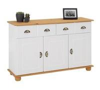 Buffet salon COLMAR L 116 cm bois massif, Blanc et brun Blanc/Brun G