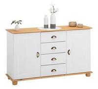 Buffet salon COLMAR L 133 cm bois massif, Blanc et brun Blanc/Brun G