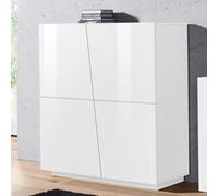 Buffet salon cuisine 120cm 2 Portes 4 Étagères Blanc Brillant Vega Home