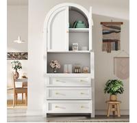 Buffet Salon de Cuisine,Armoire Haute,Vitrine avec 3 Tiroirs,2 Porte ,Multi-Rangement,70x35x180cm,Noir