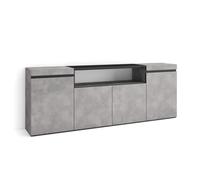 Buffet salon et cuisine, Meuble de Rangement, Commode, 200x35x75cm, 4 Portes, Ciment, RF2284