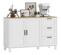 Buffet salon - HOMCOM - double porte à fermeture amortie, 3 tiroirs, étagère réglable - panneau de particules - 120x38x76cm - blanc