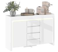 Buffet salon - HOMCOM - éclairage LED, 4 tiroirs, portes à fermeture douce et étagères réglables - 120 x 34 x 80 cm - blanc