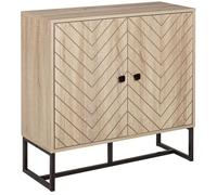 Buffet salon - HOMCOM - meuble rangement armoire cuisine placard étagère réglable motif chevron - métal - 108x40x80cm - chêne