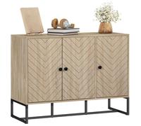 Buffet salon - HOMCOM - placard 2 portes et étagères réglables - motif Chevron - pied métal - moderne - 108 x 40 x 80 cm - chêne