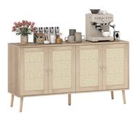 Buffet salon - HOMCOM - placards à portes en cannage - étagère réglable - pour salon, salle à manger - effet bois naturel
