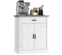 Buffet élément bas style classique chic - 2 portes, étagère, tiroir - dim. 75 x 40 x 91 cm - blanc effet bois clair