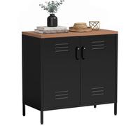 Buffet salon métallique - HOMCOM - avec 2 portes - étagère réglable - acier - 80 x 40 x 80 cm - noir