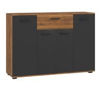 HOMCOM Buffet Salon Meuble de Rangement avec 4 placards, tiroirs et étagères réglables, dim. 120 x 35 x 85 cm, Marron et Noir