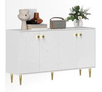 Buffet salon meuble de rangement - HOMCOM - étagères réglables placards à portes - 140 x 35 x 77 5 cm - blanc