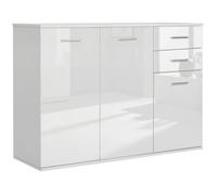 Buffet salon - meuble de rangement - HOMCOM - haut brillance 2 tiroirs 3 portes étagère réglable contemporain - bois - blanc