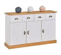 Buffet salon PARIS L 116 cm bois massif, Blanc et brun Blanc/Brun G