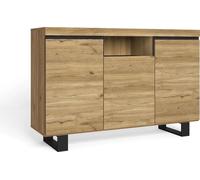 Buffet salon Salle à manger bureau Couleur ''Chêne/Noir'' 3 Portes 1 Compartiment 140x40x92 cm