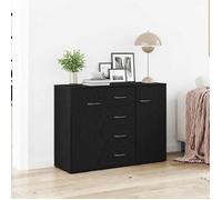 Buffet salon séjour meuble de rangement bois d'ingénierie - chêne noir - 2 portes - 4 tiroirs - Commode Et Enfilade - 88 x 30 x 64