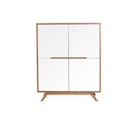 Buffet scandinave haut 4 portes bois et blanc - MILIBOO - HELIA