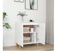 Buffet scandinave - vidaXL - Blanc - 60x35x70 cm - Bois d'ingénierie - Pieds en bois massif - 2 compartiments