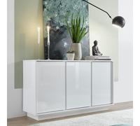 Buffet séjour cuisine 3 portes 138cm blanc brillant Dimas Ice