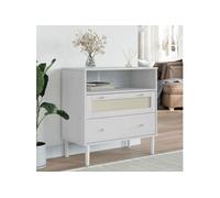 Vidaxl Buffet Senja Aspect Rotin Blanc 80x40x80 Cm Bois Massif De Pin Blanc