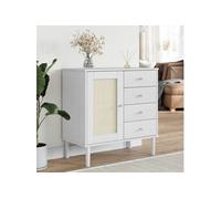 Buffet SENJA aspect rotin blanc 80x40x80 cm bois massif de pin 358038
