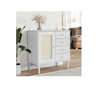 Vidaxl Buffet Senja Aspect Rotin Blanc 80x40x80 Cm Bois Massif De Pin Blanc