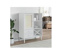 Vidaxl Buffet Senja Aspect Rotin Blanc 90x40x112cm Bois Massif De Pin Blanc