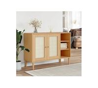 Buffet SENJA aspect rotin marron 112x40x80cm bois massif de pin 358028