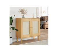 Vidaxl Buffet Senja Aspect Rotin Marron 80x35x80 Cm Bois Massif De Pin Marron