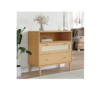 Vidaxl Buffet Senja Aspect Rotin Marron 80x40x80 Cm Bois Massif De Pin Marron