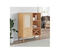 Buffet SENJA aspect rotin marron 90x40x112cm bois massif de pin 358052